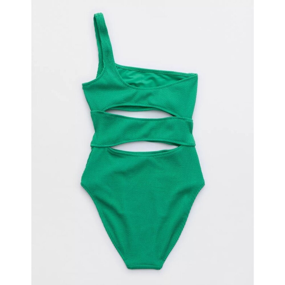 Aerie NWT Crinkle Full Coverage One Piece Swimsuit in Jelly Bean size Medium - Picture 9 of 9